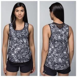 Lululemon Run Split Singlet Flowabunga Black Angel Wing Tank Top Athletic